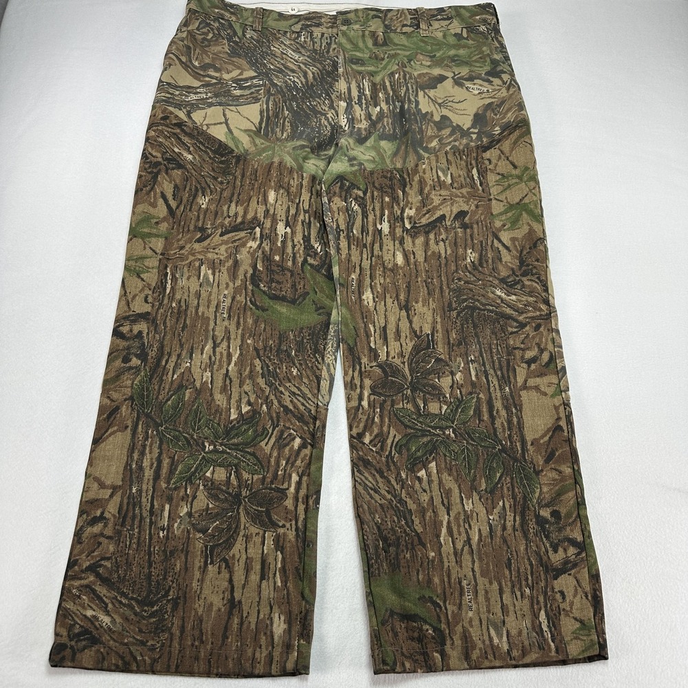 Vintage Rattlers Realtree Pants Mens 44x29 Camo Cargo USA Hunting Brush Canvas